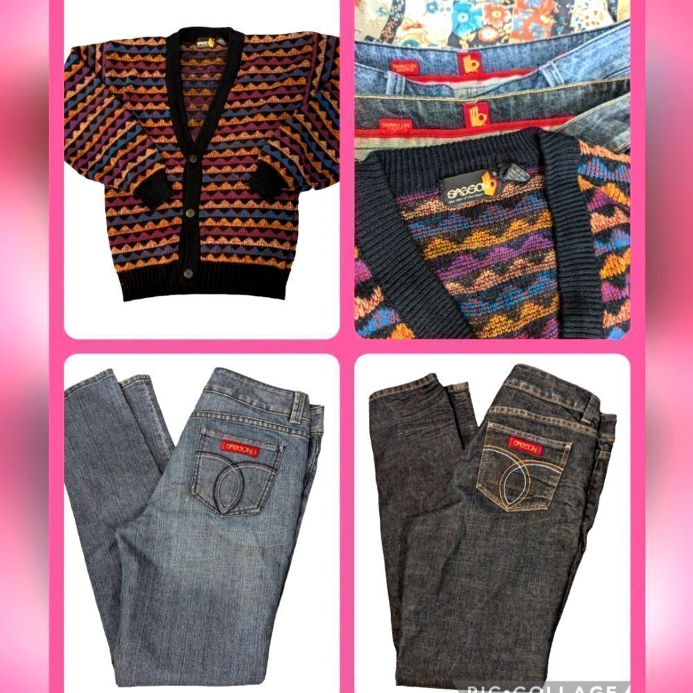 women's Sasson lot vintage cardigan sweater‎ and jeans